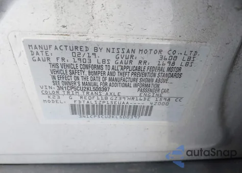 2019 Nissan Kicks Sv from USA, damaged, VIN 3N1CP5CU2KL500397